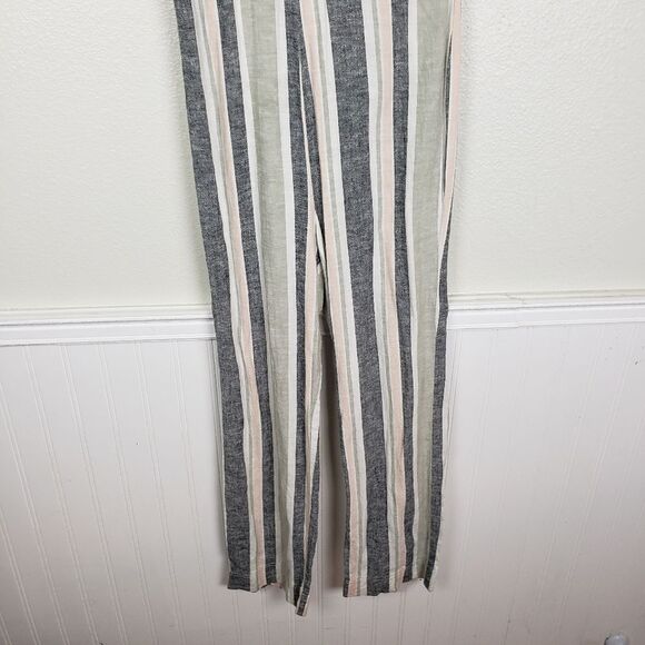 Urban Outfitters Women's Pink Blue Linen Blend Zip Up Long Jumpsuit Size Small - Picture 9 of 12